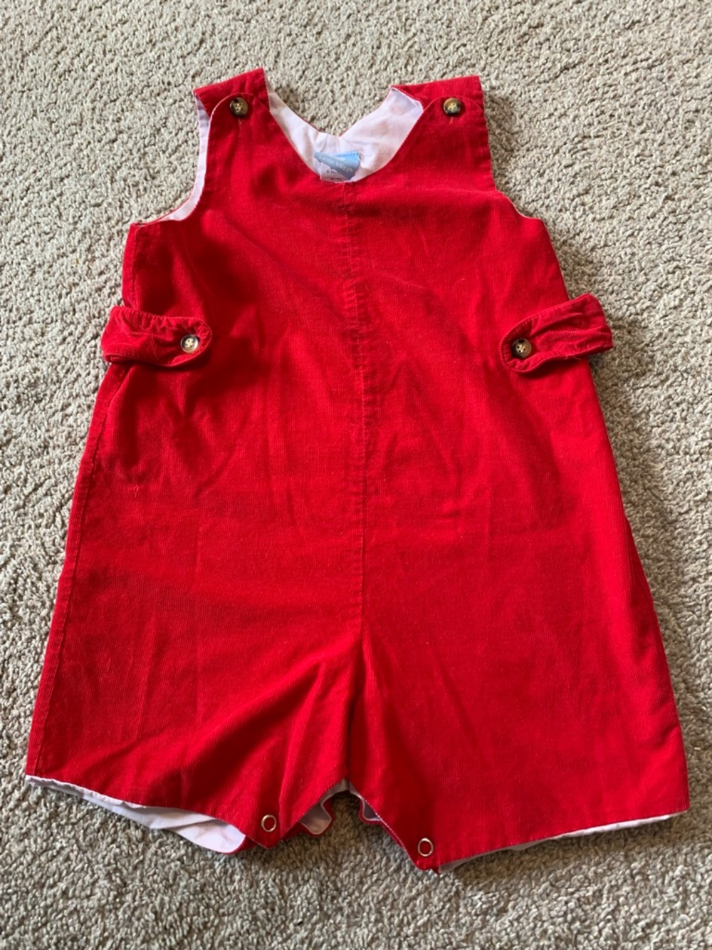 Bella Bliss Red Corduroy Toddler Romper